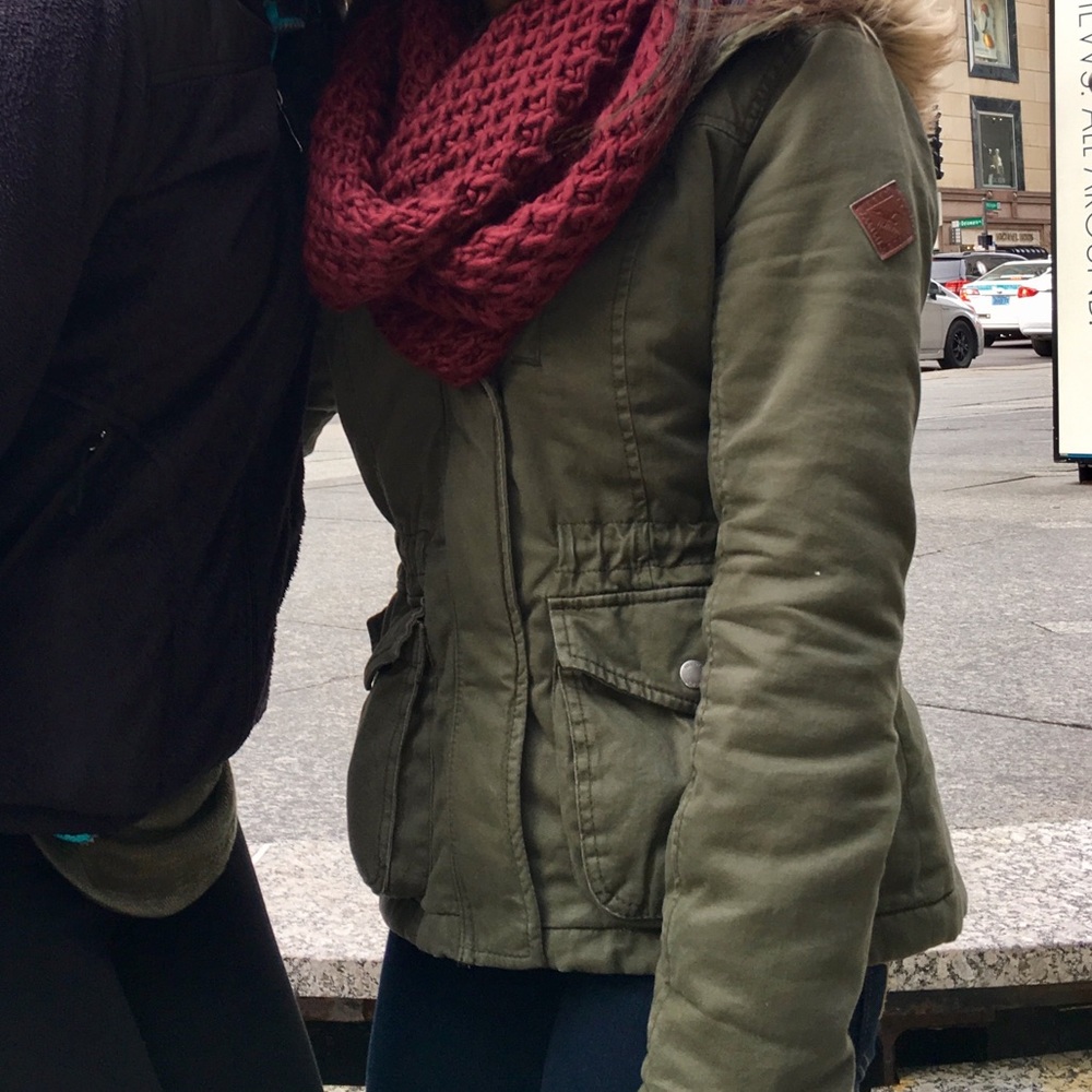 olive green winter jacket